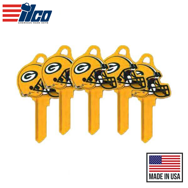 Ilco - NFL TeamKeys - Helmet Edition - Key Blank - Green Bay Packers - SC1 (5 Pack)