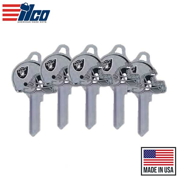 Ilco - NFL TeamKeys - Helmet Edition - Key Blank - Las Vegas Raiders - KW1 (5 Pack)