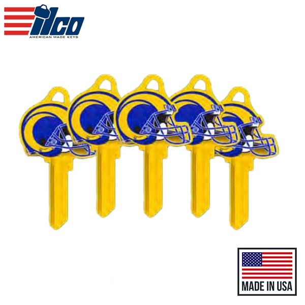Ilco - NFL TeamKeys - Helmet Edition - Key Blank - Los Angeles Rams - KW1 (5 Pack)