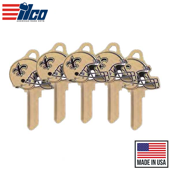 Ilco - NFL TeamKeys - Helmet Edition - Key Blank - New Orleans Saints - KW1 (5 Pack)