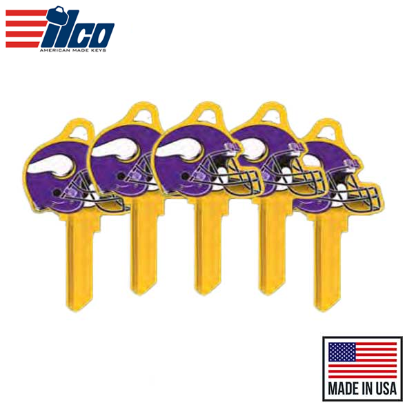 Ilco - NFL TeamKeys - Helmet Edition - Key Blank - Minnesota Vikings - KW1 (5 Pack)