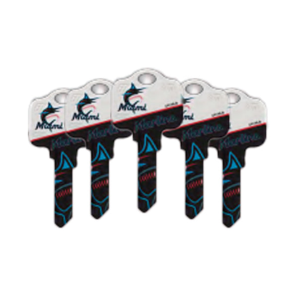 Ilco - MLB TeamKeys - Key Blank - Miami Marlins - SC1 (5 Pack)