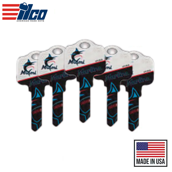 Ilco - MLB TeamKeys - Key Blank - Miami Marlins - KW1 (5 Pack)