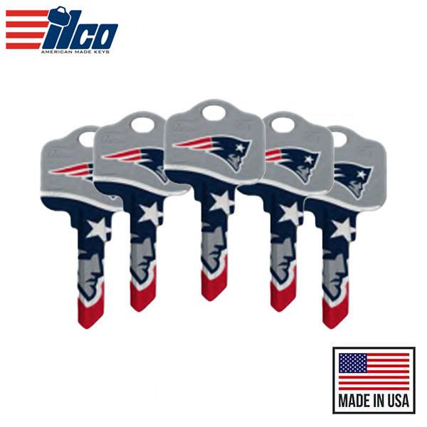 Ilco - NFL TeamKeys - Key Blank - New England Patriots  - SC1 (5 Pack)