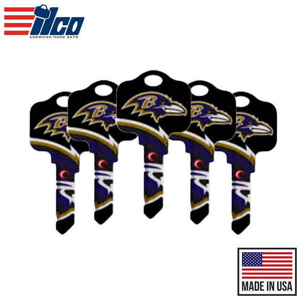 Ilco - NFL TeamKeys - Key Blank - Baltimore Ravens - KW1 (5 Pack)