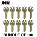 100 x KW1 Keys - Brass Finish Kwikset Key Blanks (Pack of 100)