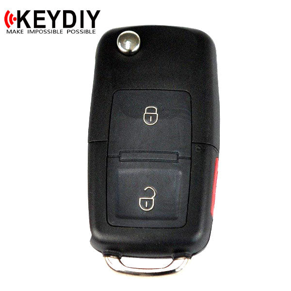 KEYDIY - VW Style - 3-Button Flip Key Blank - Black  (KD-B01-2+1)