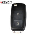 KEYDIY - VW Style - 2-Button Flip Key Blank - Black  (KD-B01-2)