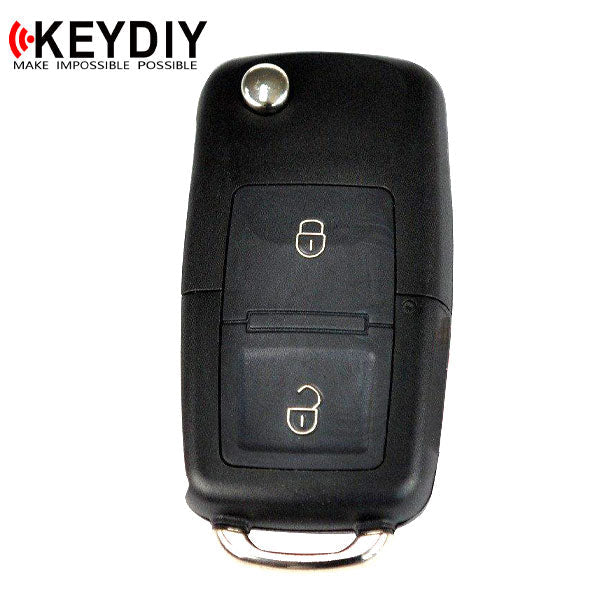 KEYDIY - VW Style - 2-Button Flip Key Blank - Black  (KD-B01-2)