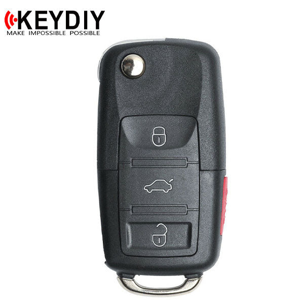 KEYDIY - VW Style - 4-Button Flip Key Blank - Black  (KD-B01-3+1)