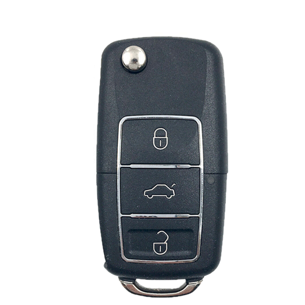 KEYDIY - VW Style - 3-Button Flip Key Blank - Black  (KD-B01-3-BLACK)