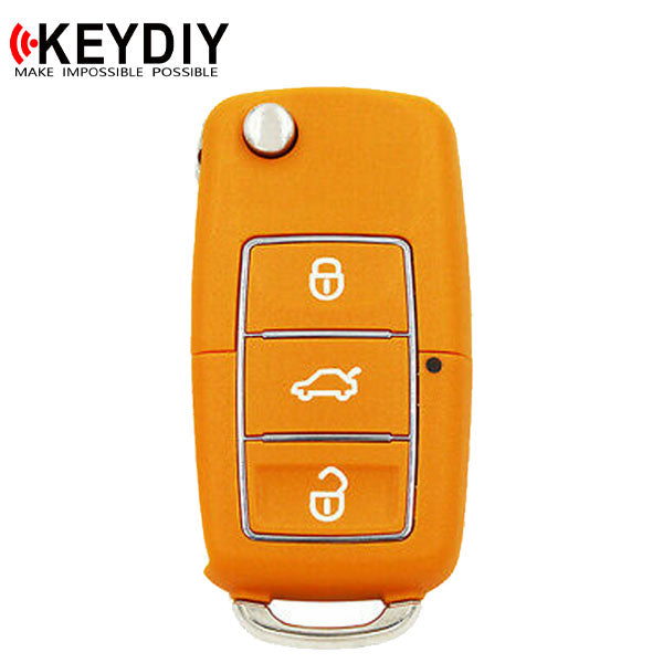 KEYDIY - VW Style - 3-Button Flip Key Blank - Yellow  (KD-B01-3-YELLOW)