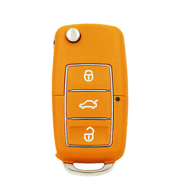 KEYDIY - VW Style - 3-Button Flip Key Blank - Yellow  (KD-B01-3-YELLOW)