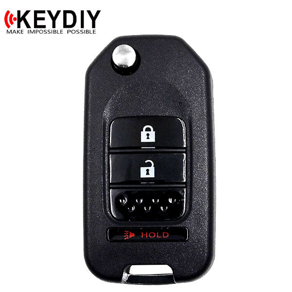 KEYDIY - Honda Style - 3-Button Flip Key Blank - Black  (KD-B10-2+1)