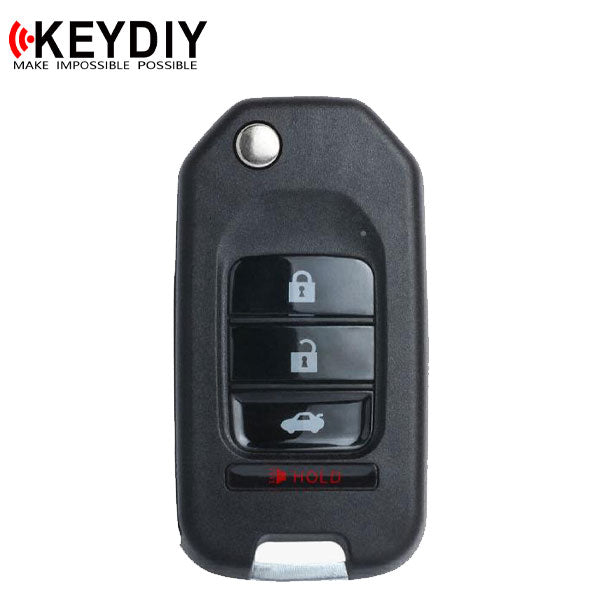 KEYDIY - Honda Style - 4-Button Flip Key Blank - Black  (KD-B10-4)