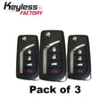 3 x 2006 - 2012 Toyota / 4-Button Flip Key NEW STYLE / HYQ12BBY (67 Chip) (Bundle of 3)