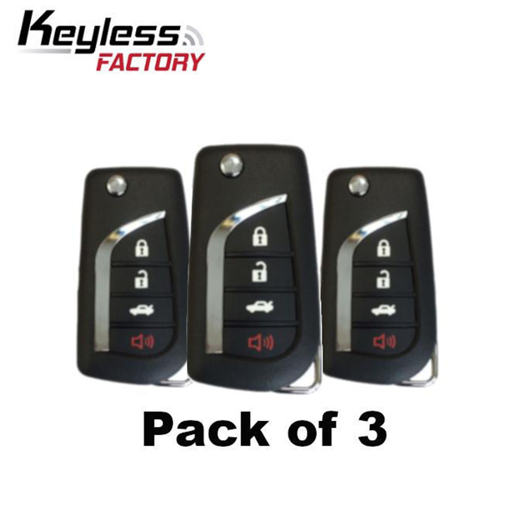 3 x 2006 - 2012 Toyota / 4-Button Flip Key NEW STYLE / HYQ12BBY (67 Chip) (Bundle of 3)