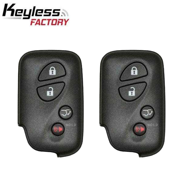 2 x 2008-2016 Lexus LX570 / RX350 / 4-Button Smart Key w/ Hatch / PN: 89904-60A00 / HYQ14AEM (AFTERMARKET) (Pack Of 2)