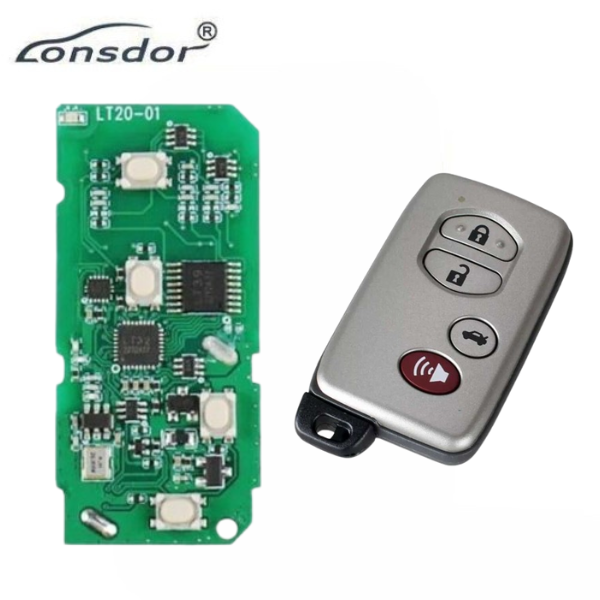 Lonsdor - LT20 01 + 4-Button Silver Universal Smart Remote Smart Key for Toyota & Lexus K518S, K518ISE & KH100+ Switchab