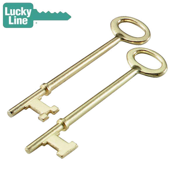 LuckyLine - 87202 - Skeleton Key Flat & Notch - Brass Plated Zinc - 2 Pack