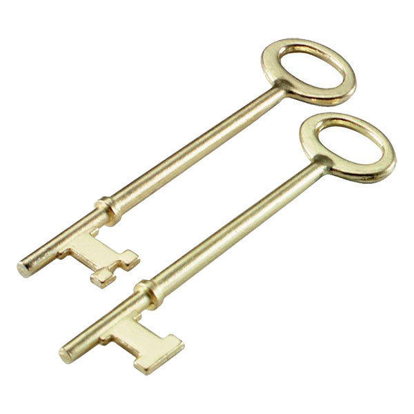 LuckyLine - 87202 - Skeleton Key Flat & Notch - Brass Plated Zinc - 2 Pack