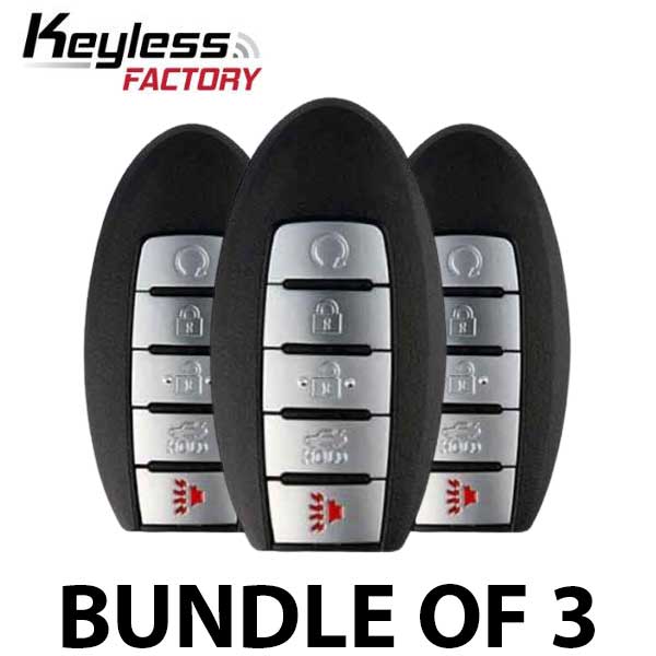 3 x 2013-2015 Nissan Maxima / Altima / 5-Button Prox Smart Key / PN: 285E3-3TP5A / KR5S180144014 / IC 014 (BUNDLE OF 3)