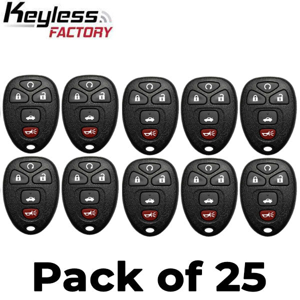 25 x 2004-2013 GM / 5-Button Keyless Entry Remote / PN: 22733524 / KOBGT04A (AFTERMARKET) (Bundle of 25)