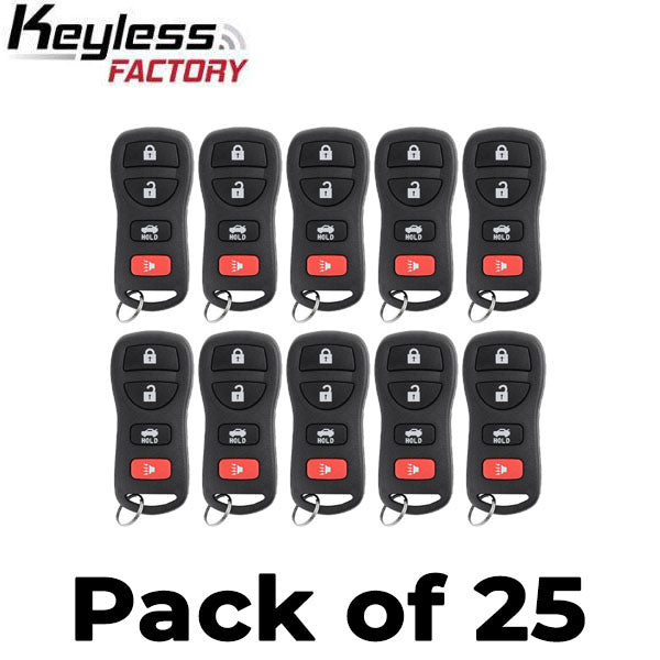 25 x 2002-2017 Nissan / Infiniti / 4-Button Keyless Entry Remote / KBRASTU15  (AFTERMARKET) (Bundle of 25)