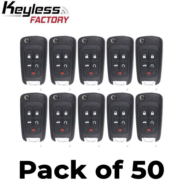 50 x 2010-2019 GM / 5-Button Flip Key / PEPS / PN: 13504199 / OHT01060512 / HU100 / PEPS (AFTERMARKET) (Bundle of 50)