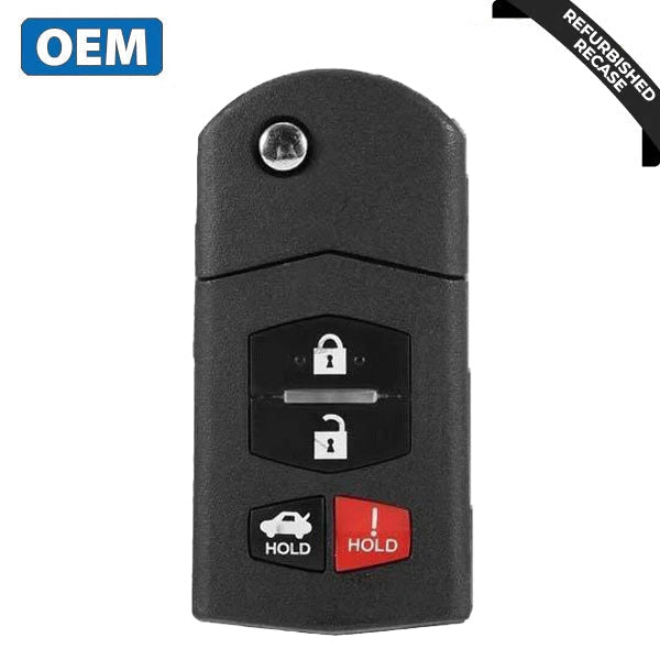 2006-2015 Mazda / 4-Button Flip Key / PN: BBM4-67-5RY / BGBX1T478SKE125-01 (OEM Recase)