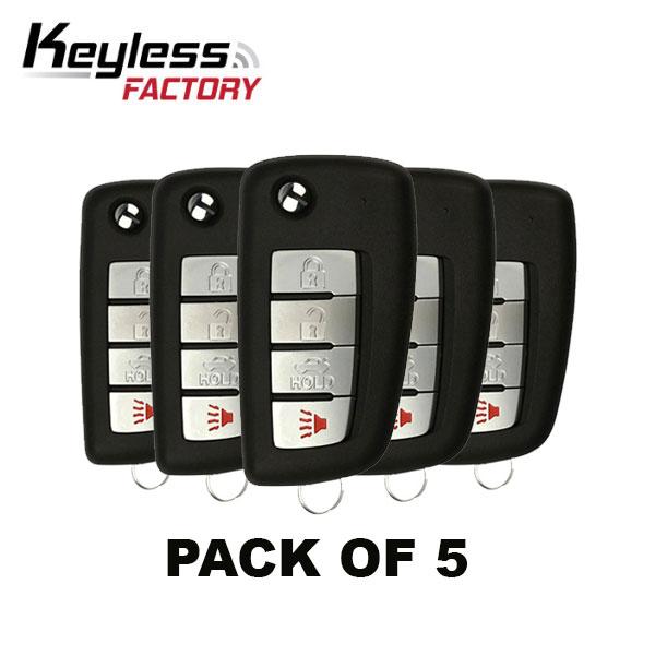 5 x 2002-2017 Nissan Infiniti / 4-Button Flip Key / NI04 / NEW STYLE / KBRASTU15 / (BUNDLE OF 5)