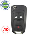10 x 2010-2018 Chevrolet / 3-Button Flip Key / PN: 5913598 / OHT01060512 (OEM Recase)