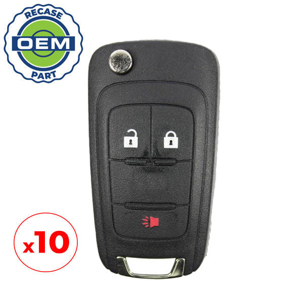 10 x 2010-2018 Chevrolet / 3-Button Flip Key / PN: 5913598 / OHT01060512 (OEM Recase)