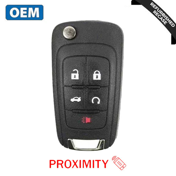 2010-2019 Chevrolet  / 5-Button Flip Key / PN: 13531359 / P4O9MK74946931 / HU100 / PEPS (OEM Recase)