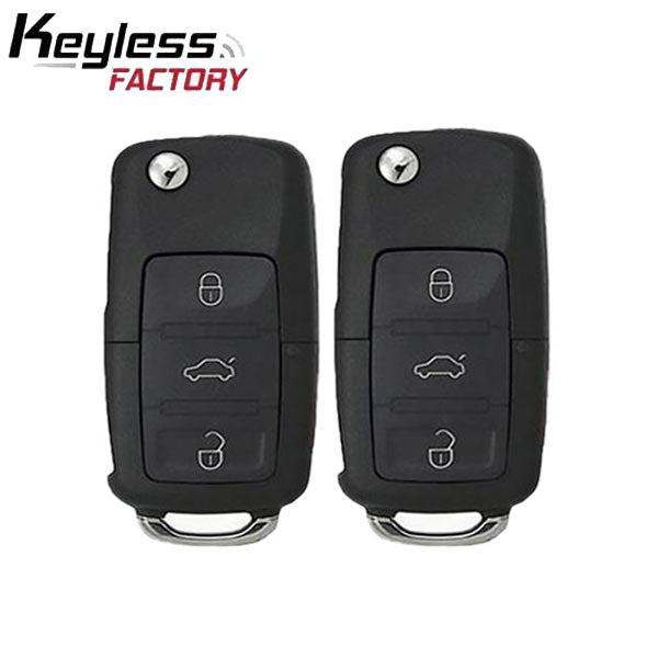 2 x 2011-2016 Volkswagen / 4-Button Flip Key / PN: 5K0837202AK / NBG010206T / HU66 / PROX / 315 MHz (AFTERMARKET) (Bundl