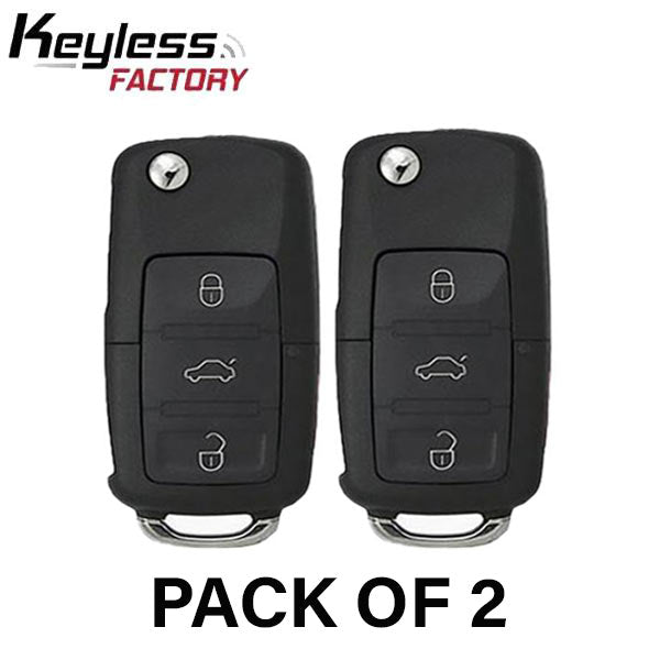 2 x 2011-2016 Volkswagen / 4-Button Flip Key / PN: 5K0837202AK / NBG010206T / HU66 / PROX / 315 MHz (AFTERMARKET) (Bundl