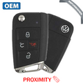 2018-2020 Volkswagen / 4-Button Flip Key / PN: 5G6 959 752 BM / NBGFS125C1 / HU162T / MQB / PROX / 315 MHz (OEM Refurb)