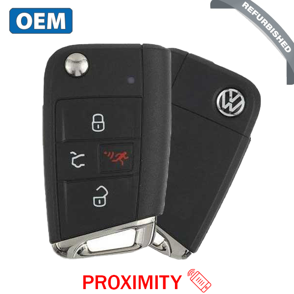 2018-2020 Volkswagen / 4-Button Flip Key / PN: 5G6 959 752 BM / NBGFS125C1 / HU162T / MQB / PROX / 315 MHz (OEM Refurb)