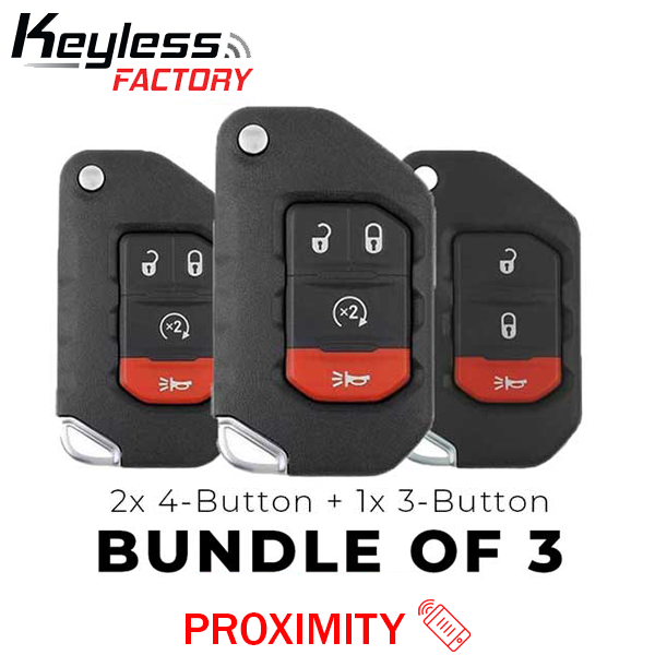 3 x 2018-2021 Jeep Wrangler Gladiator / 2 x 4-Button Smart Flip Key & 1 x 3-Button Smart Flip Key / OHT1130261 / SIP22 (