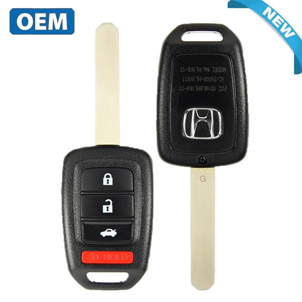 2013-2015 Honda Accord Civic / 4-Button Remote Head Key / PN: 35118-T2A-A20 / MLBHLIK6-1T (OEM)