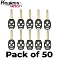 50 x 2003-2014 Honda Acura / 4-Button Remote Head Key Shell / HO01 / KR55WK49308 N5F-S0084A (RHS-HON-082) (Bundle of 50)