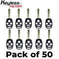50 x 2005-2013 Honda / 4-Button Remote Head Key SHELL / HO01 / OUCG8D-380H-A, MLBHLIK-1T, KR55WK49308, N5F-S0084A (AFTER