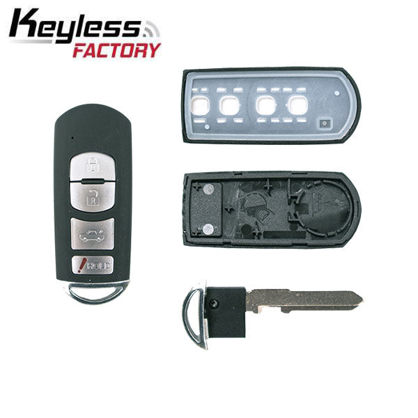 2010-2013 Mazda 3 / 4-Button Smart Key SHELL for WAZSKE13D01, WAZX1T768SKE11A03 (AFTERMARKET)