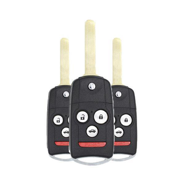 3 x 2008-2014 Honda Acura / 4-Button Flip Key / PN: 35113-TL0-A10 / MLBHLIK-1T (AFTERMARKET) (Pack of 3)