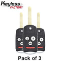 3 x 2008-2014 Honda Acura / 4-Button Flip Key / PN: 35113-TL0-A10 / MLBHLIK-1T (AFTERMARKET) (Pack of 3)