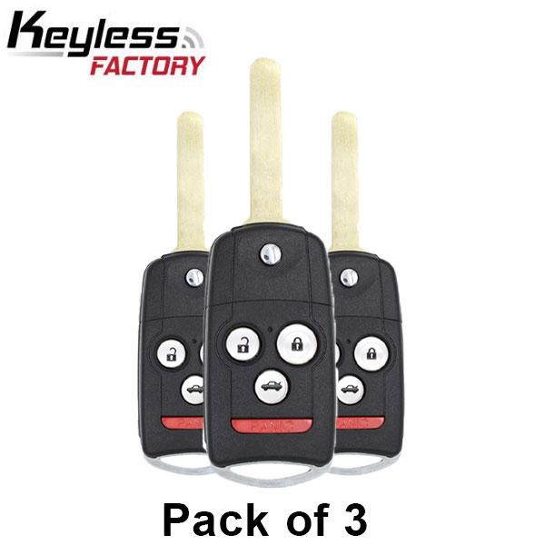 3 x 2008-2014 Honda Acura / 4-Button Flip Key / PN: 35113-TL0-A10 / MLBHLIK-1T (AFTERMARKET) (Pack of 3)
