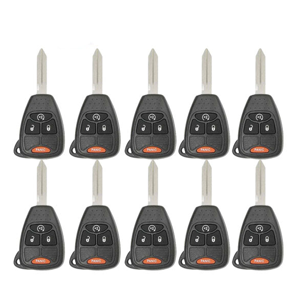 10 x 2007-2018 Jeep Dodge Chrysler / 4-Button Remote Head Key / OHT692713AA (AFTERMARKET) (Pack of 10)
