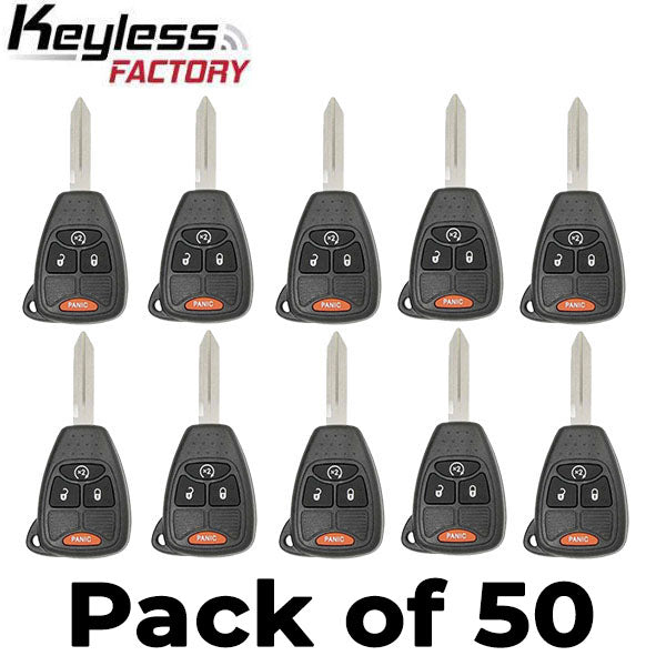 50 x 2007-2018 Jeep Dodge Chrysler / 4-Button Remote Head Key / OHT692713AA (AFTERMARKET) (Bundle of 50)