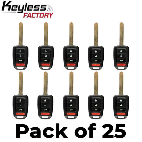 25 x 2016-2020 Honda Accord Civic / 4-Button Remote Head Key / MLBHLIK6-1TA (G Chip) (AFTERMARKET) (Bundle of 25)