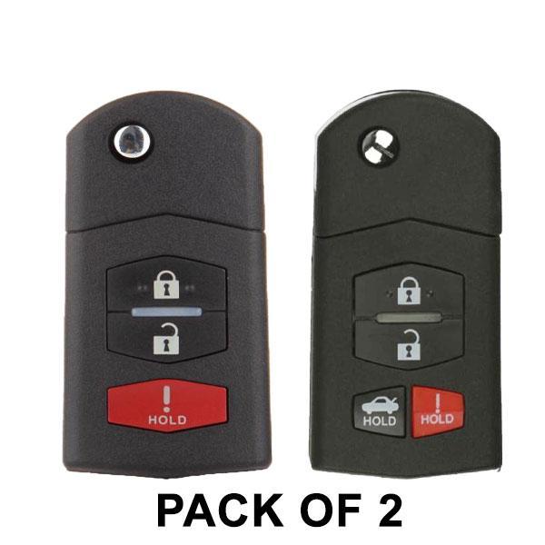 2 x 2006-2015 Mazda 3- & 4-Button Flip Keys / PN: CC43-67-5RYC / BGBX1T478SKE125-01 (Pack of 2)